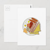 Fried English Breakfast Bord Briefkaart (Voorkant / Achterkant)