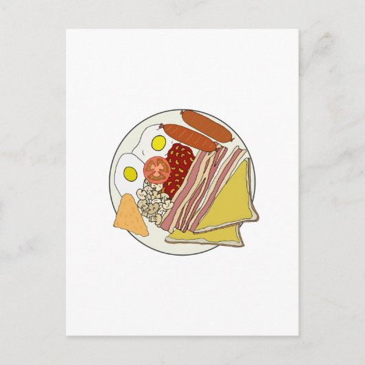 Fried English Breakfast Bord Briefkaart (Voorkant)