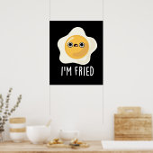 Fried Funny Fried Egg Pun Dark BG Poster (Keuken)