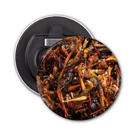 Fried Grasshopper (Takkataen Thot) Asian Food Button Flesopener (Voorkant)