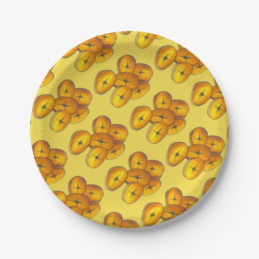 Fried Plantains Cooking Bananas Caribbean Papieren Bordje (Voorkant)