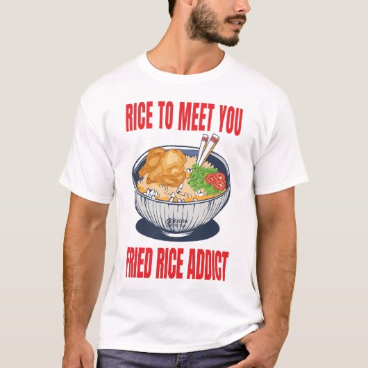 Fried Rice Verslaafde Mannen Wit T-shirt (Voorkant)