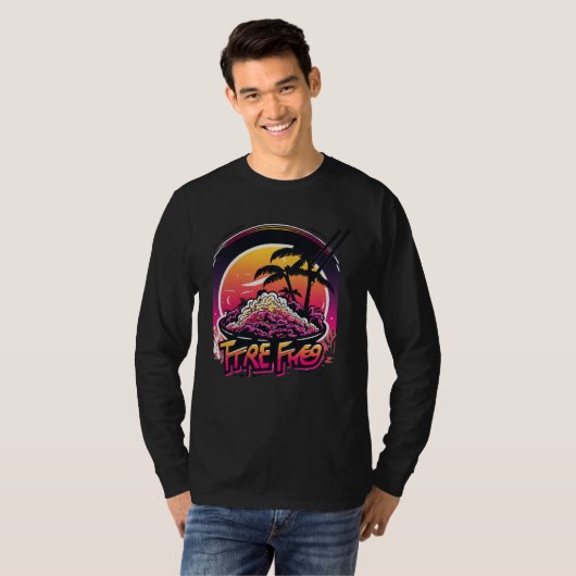 Fried Rice with a Nostalgic 80s Retrowave Aestheti T-shirt (Voorkant volledig)