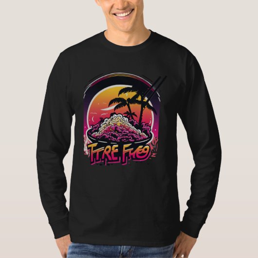 Fried Rice with a Nostalgic 80s Retrowave Aestheti T-shirt (Voorkant)