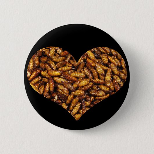 Fried Silk Worms Heart Ronde Button 5,7 Cm (Voorkant)