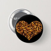 Fried Silk Worms Heart Ronde Button 5,7 Cm (Voorkant /achterkant)