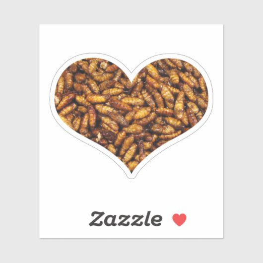 Fried Silk Worms Heart Sticker (Vel)