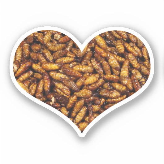 Fried Silk Worms Heart Sticker (Voorkant)