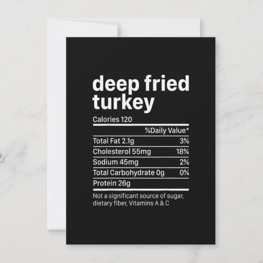 Fried Turkey Thanksgiving voedingsingrediënten Nu Kaart (Voorkant)