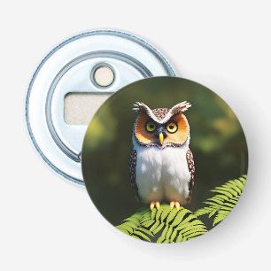"Frieda de Schreeuwuil: Een Nachtelijke Schoonheid Button Flesopener