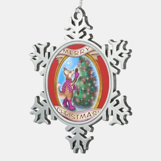 Frieda Tails Kerstversiering - Pewter sneeuwvlok Tin Sneeuwvlok Ornament (Rechts)