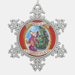 Frieda Tails Kerstversiering - Pewter sneeuwvlok Tin Sneeuwvlok Ornament