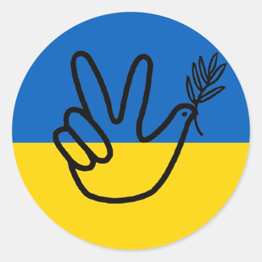 Friedenstaube auf der ukrainischen Flagge Ronde Sticker (Voorkant)