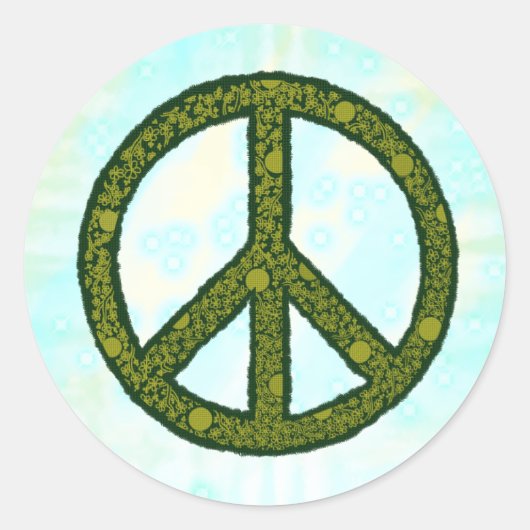 Friedenszeichen grün  ronde sticker (Voorkant)