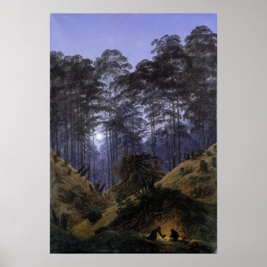 Friedrich - Bosinterieur bij maanlicht Poster (Voorkant)