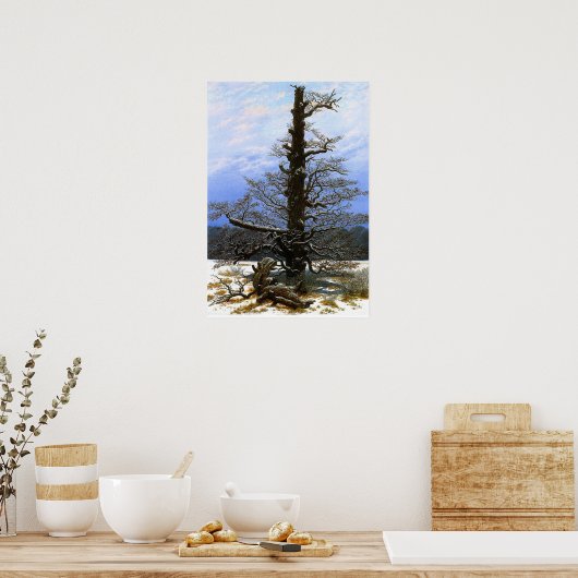 Friedrich - eikenboom in de sneeuw poster (Keuken)