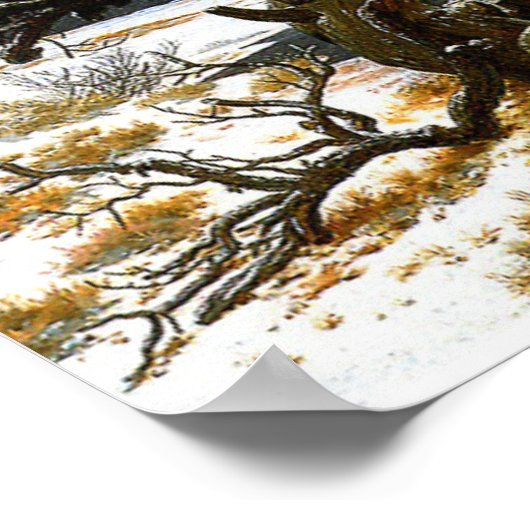 Friedrich - eikenboom in de sneeuw poster (Hoek)