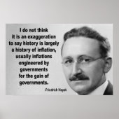 Friedrich Hayek Inflation Quote Poster (Voorkant)
