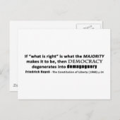 Friedrich Hayek Quote Democracy & Demagoguery Briefkaart (Voorkant / Achterkant)