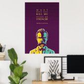 Friedrich Nietzsche citaat: Wat maakt me niet dood Poster (Thuiskantoor)