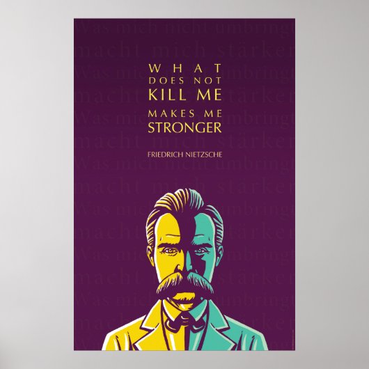 Friedrich Nietzsche citaat: Wat maakt me niet dood Poster (Voorkant)