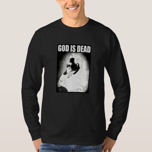 Friedrich Nietzsche God is dode filosofie God is T-shirt (Voorkant)