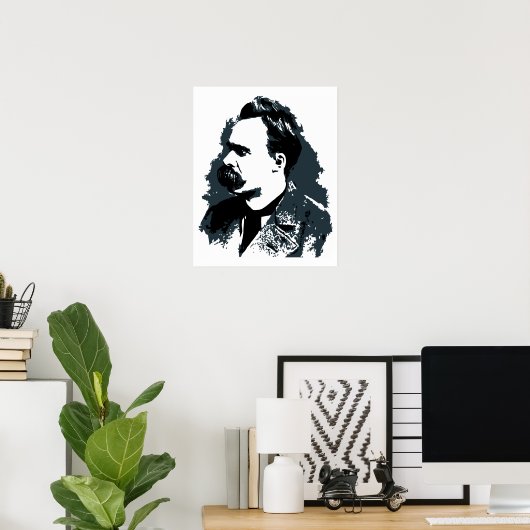 Friedrich Nietzsche portrait vector drawing Poster (Thuiskantoor)