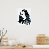Friedrich Nietzsche portrait vector drawing Poster (Keuken)