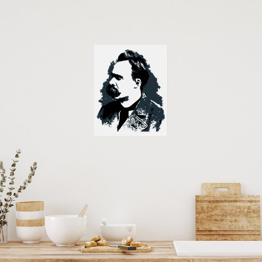 Friedrich Nietzsche portrait vector drawing Poster (Keuken)