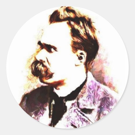 Friedrich Nietzsche Ronde Sticker (Voorkant)