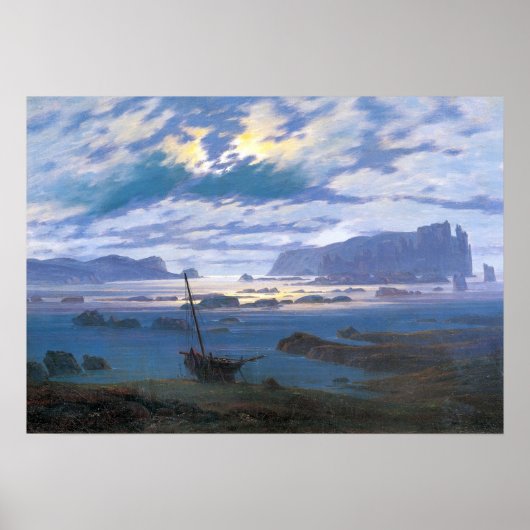 Friedrich - Noord-Zee in het maanlicht Poster (Voorkant)