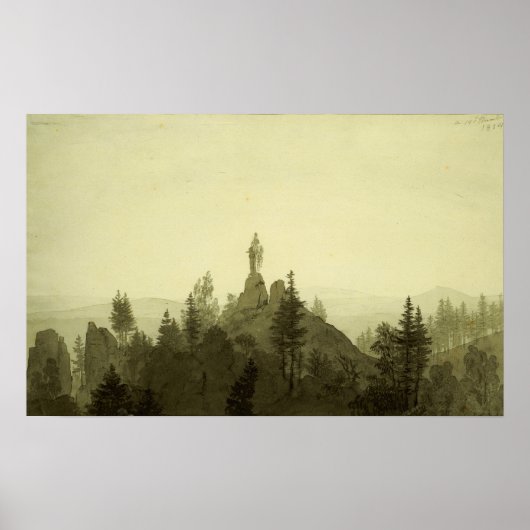Friedrich - standbeeld van Madonna in bergen Poster (Voorkant)