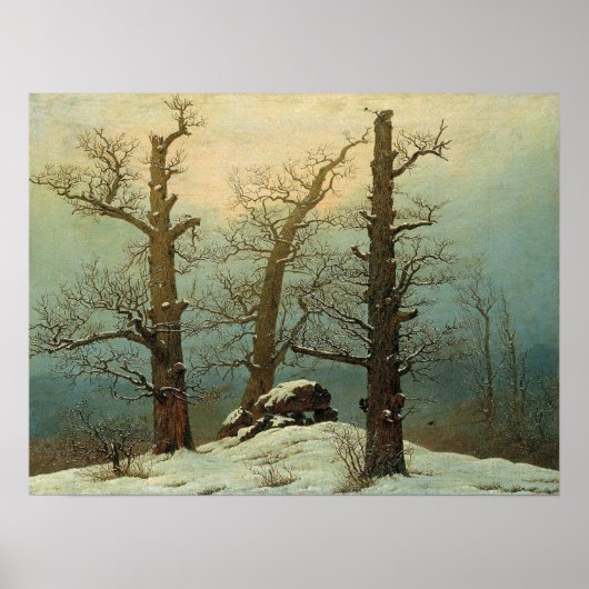 Friedrich - Steenmannetje in de sneeuw Poster (Voorkant)