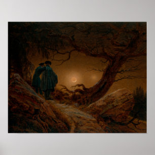 Friedrich - Twee mannen die naar de maan kijken Poster