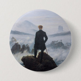 Friedrich's Wanderer boven het Zee Fog Ronde Button 7,6 Cm