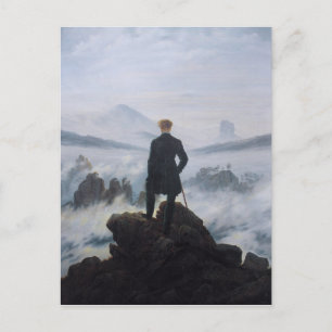 Friedrich's Wanderer boven het zee mist Briefkaart