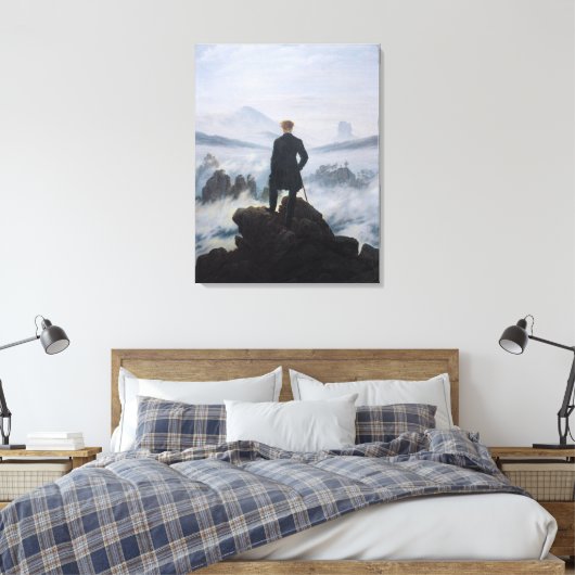 Friedrich's Wanderer boven het zee mist Canvas Afdruk (Insitu (Slaapkamer))