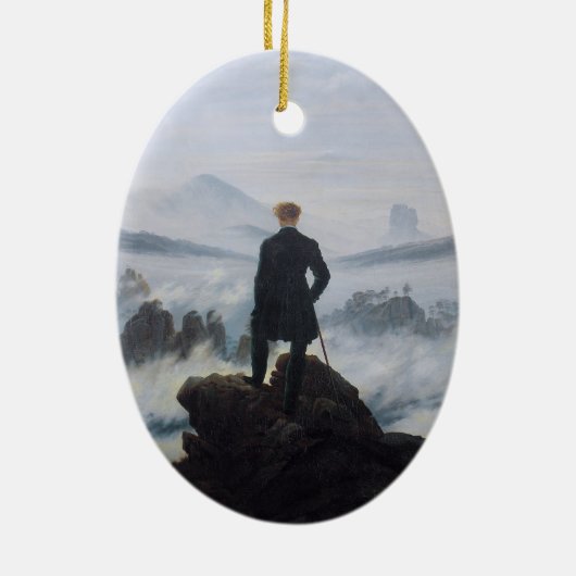 Friedrich's Wanderer boven het zee mist Keramisch Ornament (Achterkant)