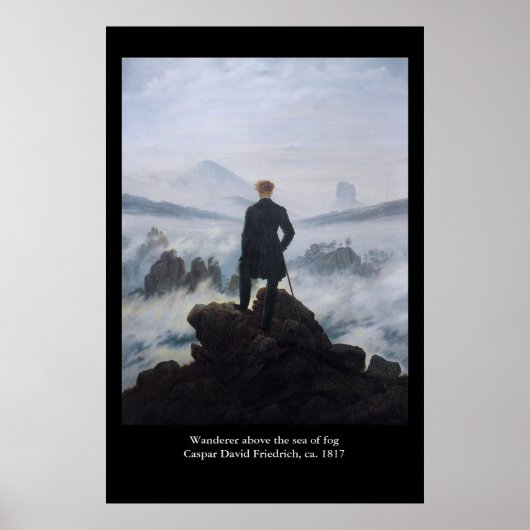 Friedrich's Wanderer boven het zee mist Poster (Voorkant)
