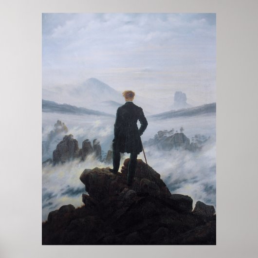 Friedrich's Wanderer boven het zee mist Poster (Voorkant)