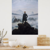 Friedrich's Wanderer boven het zee mist Poster (Keuken)