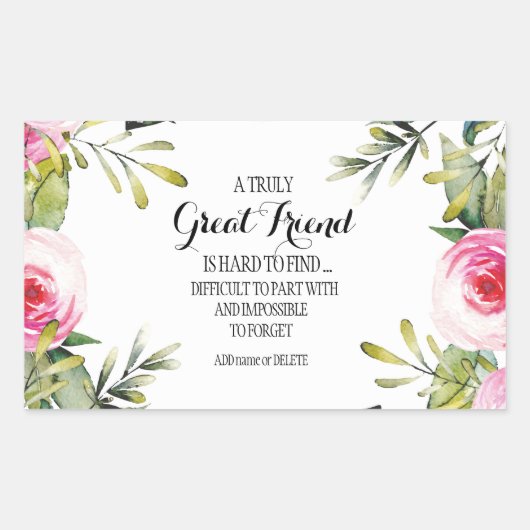 Friend Bestie Dank u Manuscript appreciatie bff Rechthoekige Sticker (Voorkant)