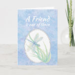 Friend Birthday Blue Dragonfly Waterverf Art Kaart<br><div class="desc">Een vriend is een van die speciale mensen die je tegenkomt op de weg die je helpt de reis te waarderen. Mooie blauwe libellen waterverf voor iemand die van libellen houdt,  tuinen en vijvers</div>