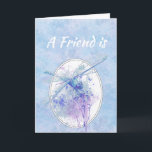 Friend Birthday Blue Dragonfly Waterverf Art Kaart<br><div class="desc">Een vriend is een van die speciale mensen die je tegenkomt op de weg die je helpt de reis te waarderen. Mooie blauw en mauve dragonfly-waterverf voor iemand die van libellen,  tuinen en vijvers houdt</div>