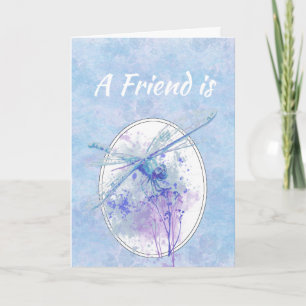 Friend Birthday Blue Dragonfly Waterverf Art Kaart
