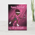 Friend Birthday Card Tennis Player - African Ameri Kaart<br><div class="desc">Friend Birthday Card Tennis Player - Afrikaans-Amerikaans</div>