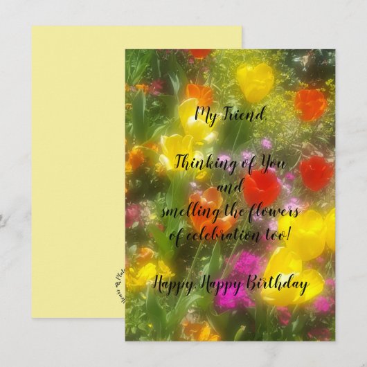 Friend Birthday Flat Wenskaart (Voorkant / Achterkant)