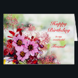 Friend Birthday Pink Flowers<br><div class="desc">Een verjaardagskaart voor je vriend. Roze hellebore-bloemen, ook wel bekend als het kerstfeest-roos, tegen een achtergrond van rode bladeren van de cotinus-struik.</div>