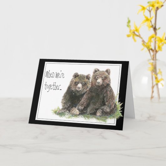 Friend Birthday Watercolor Bears Cute Animals Kaart (Gele Bloem)