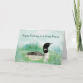 Friend Birthday Waterverf Loon Bird Natuur Art Kaart (Voorkant)